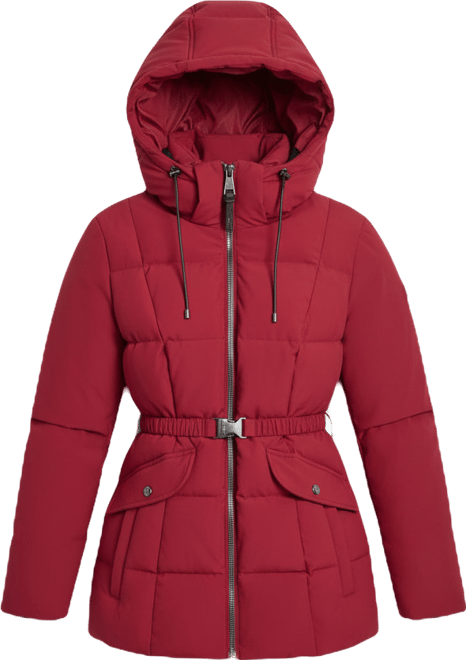 Women's Belted Hooded Puffer Coat