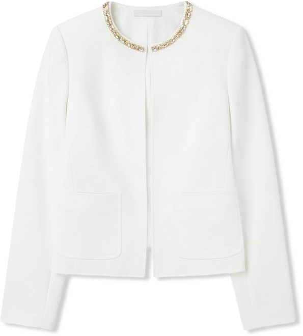 Petite Embellished-Neck Long-Sleeve Jacket, Macy's Exclusive