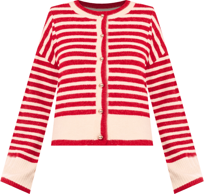 Women's Striped Long-Sleeve Cardigan Sweater