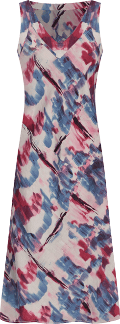 Women's Sleeveless V-Neck Panel Printed Dress
