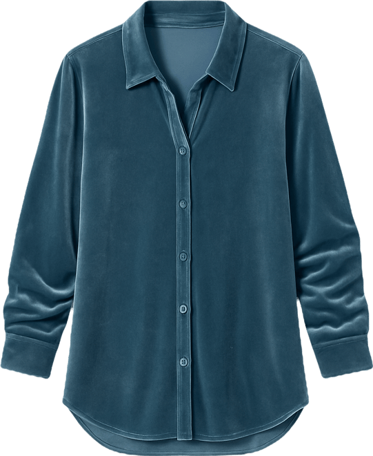 Women's Collared Long-Sleeve Shirt, Regular and Plus