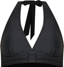 Women's Shirred Buckle Front V-Neck Halter Top