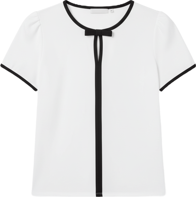 Women's Short-Sleeve Contrast Piping Top