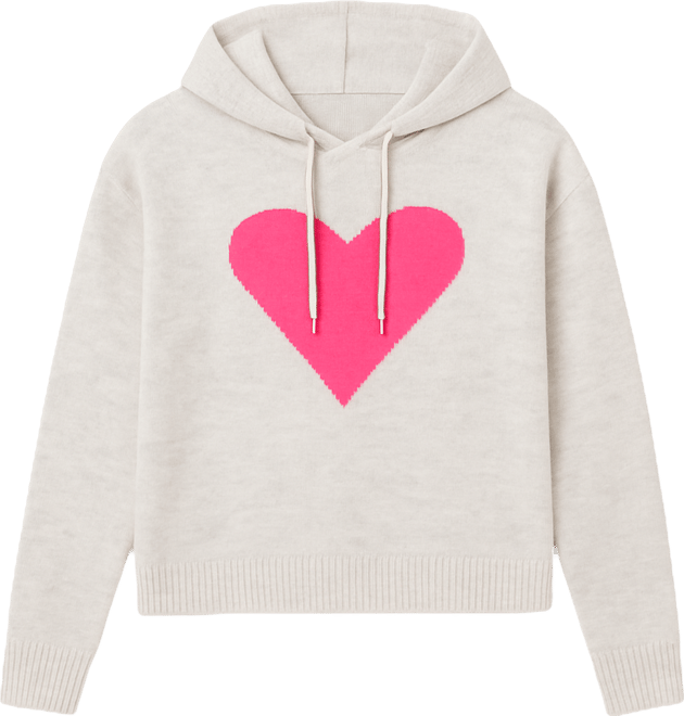 Women's Heart Motif Long-Sleeve Hoodie