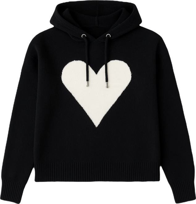 Women's Heart Motif Long-Sleeve Hoodie