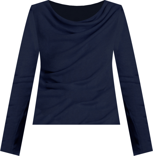 Women's Asymmetrical Drape Front Long-Sleeve Sweater