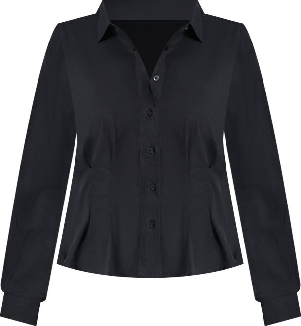 Women's Pleated Button-Up Blouse