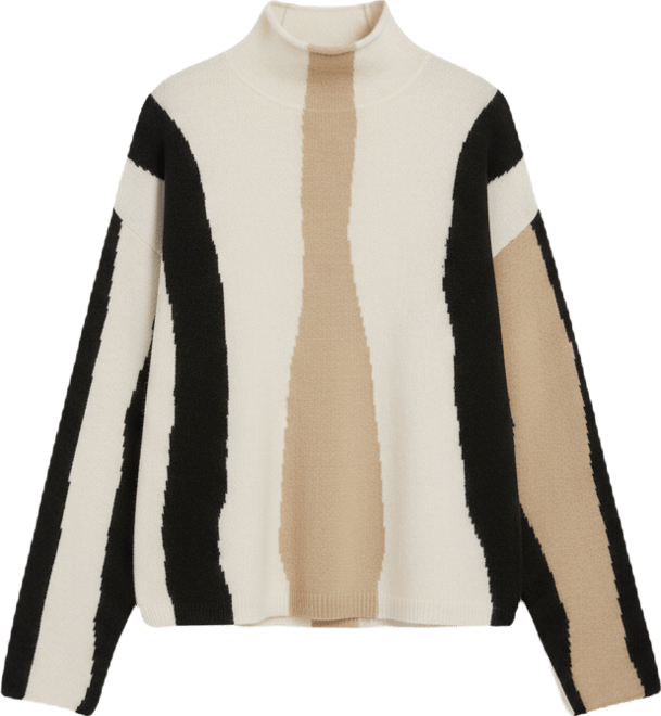 Women's Long-Sleeve Mock Neck Color-Block Sweater