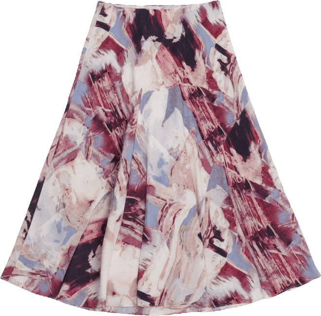 Women's Printed Bias-Cut A-Line Midi Skirt