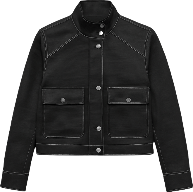 Women's Top Stitch Glazed High Mock Neck Dressing Jacket