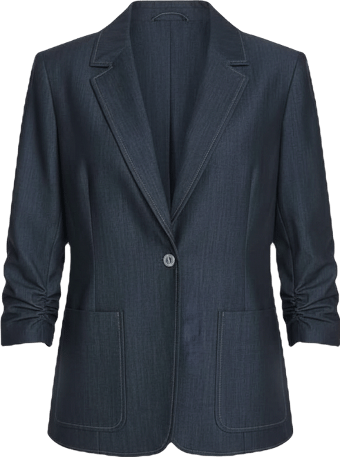 Women's Faux Denim 3/4-Sleeve Jacket