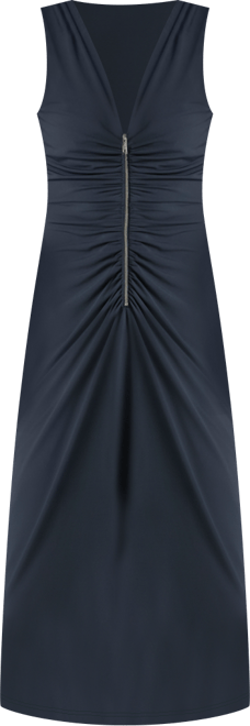 Michael  Women's Sleeveless Center Front Zipper Midi Dress