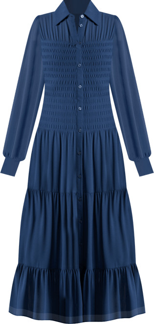 Michael  Women's Smocked Button-Down Shirt Dress
