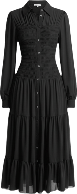 Michael  Women's Smocked Button-Down Shirt Dress