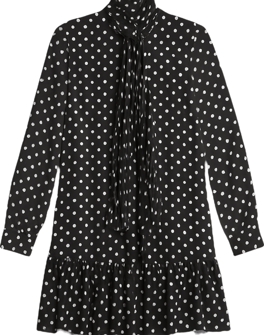 Michael  Women's Dotted Pleated Bow Dress