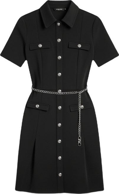 Women's Multi-Pockets Collared Mini Dress