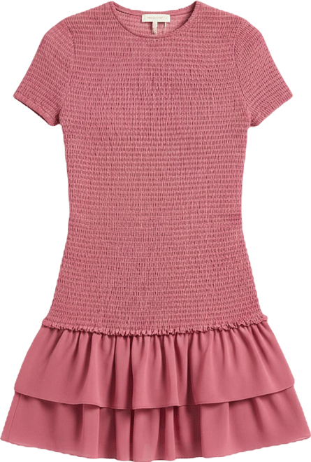 Michael  Women's Smocked Crewneck Mini Dress