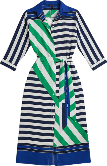 Petite Striped Point Collar Shirtdress
