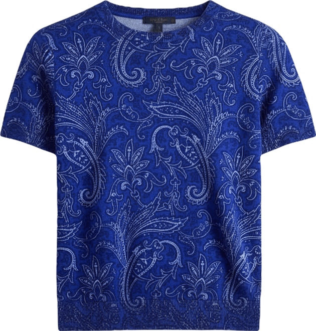 Petite Paisley Short-Sleeve Sweater