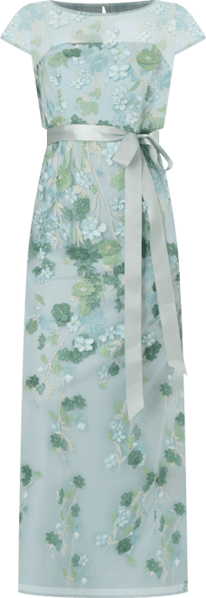 Women's Cascading Floral Column Short-Sleeve Gown