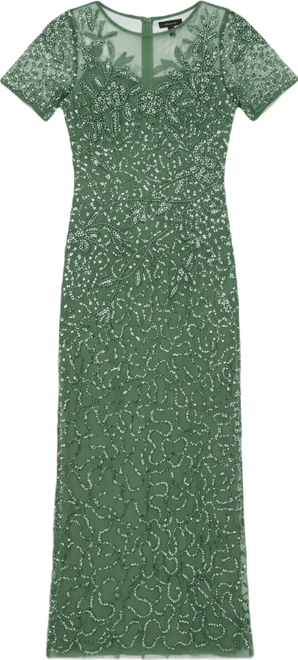 Adrianna Papell Women's Beaded Column Short-Sleeve Dress - Macy's