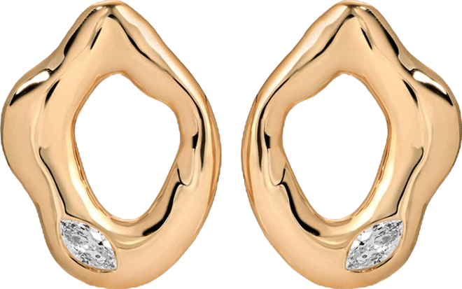 Melting Metal Crystal Stud Earrings