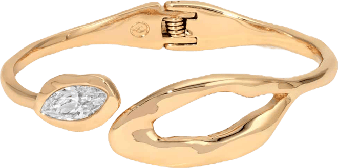 Gold Plated Molten Marquise Cuff Bracelet