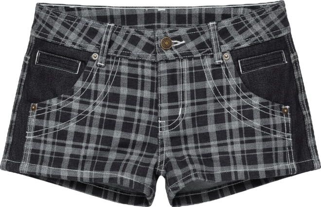 Women's Carie Plaid Low Rise Denim Shorts