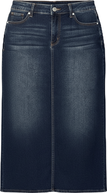 Women's Denim Maxi Skirt in 37"length with side vents
