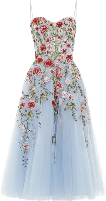 Women's Bustier Embroidered Floral A-Line Dress