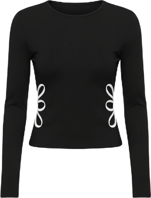 Women's Contrast Cut Out Long Sleeve Top