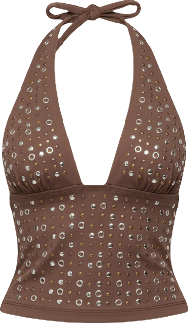 Women's Jackie Stud & Grommet Halter Top