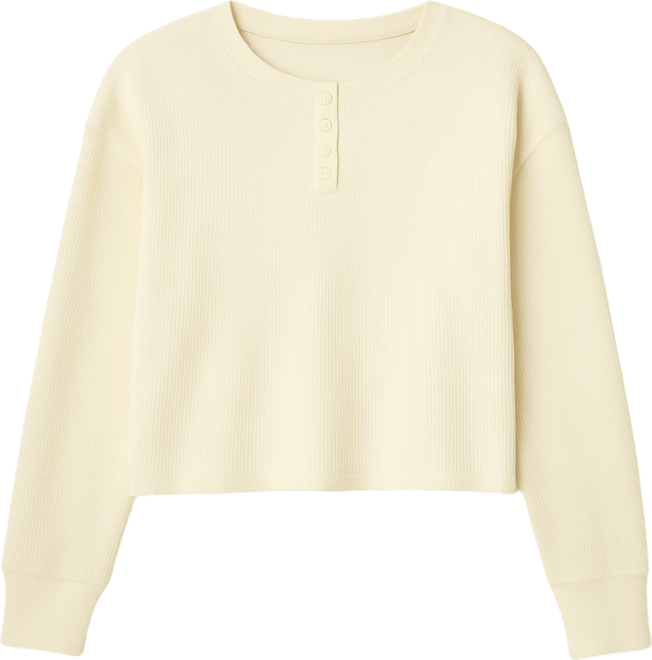 Women's Deni Long Sleeve Henley Waffle Top