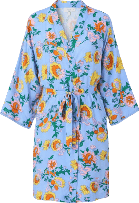 Women's Wrap Around Long-Sleeve Short Robe