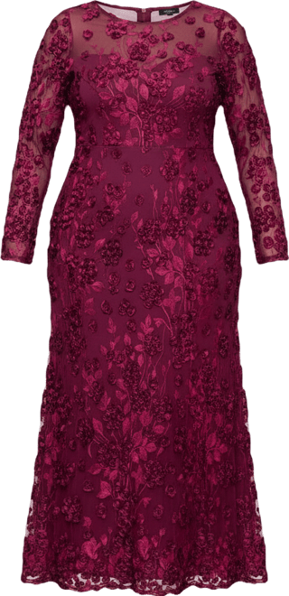 Plus Size Crewneck Long-Sleeve Dress