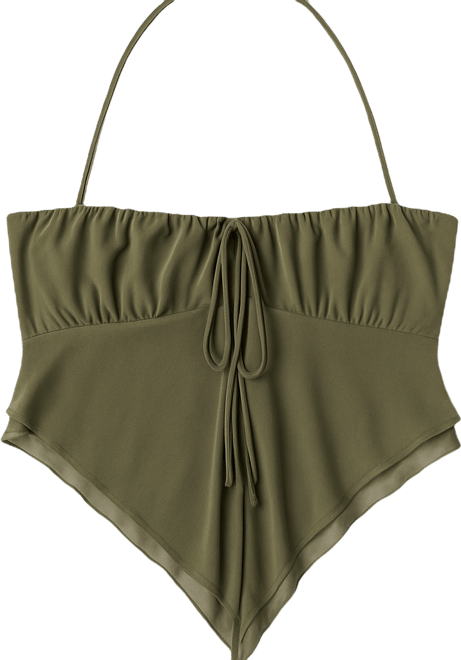 Ariyah Open Tie Back Ruffle Mesh Top