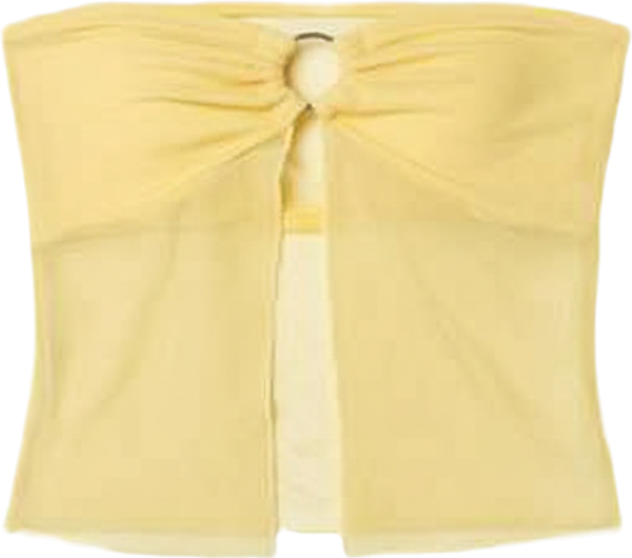 Cyrene split front sheer mesh top