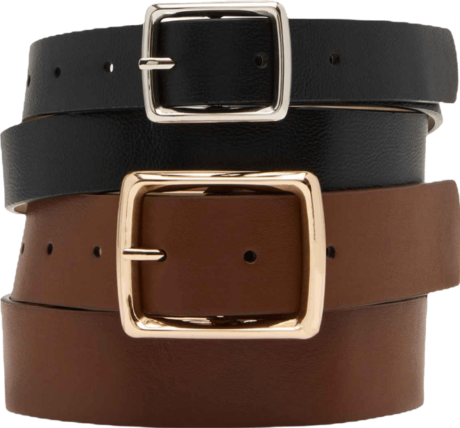 Women's 2 Piece Smooth and Textured Belts