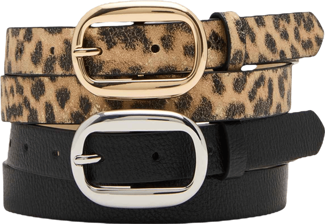 Women's 2 Piece Leopard and Textured Belt