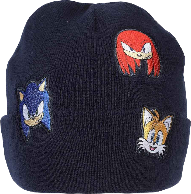 Men's Printed Character Patches Navy Cuff Beanie