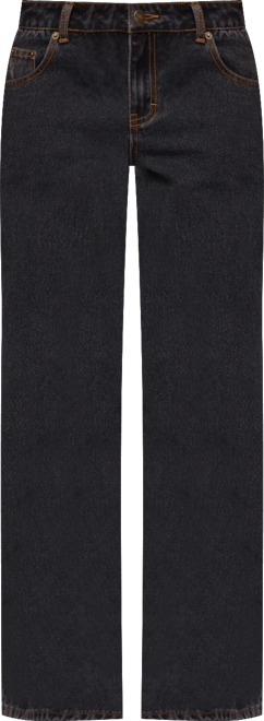 Women's Contrast Stitch Low Rise Wide Leg Jeans