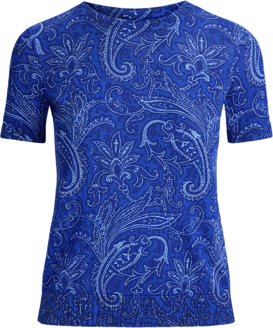 Plus Size Paisley Short-Sleeve Sweater