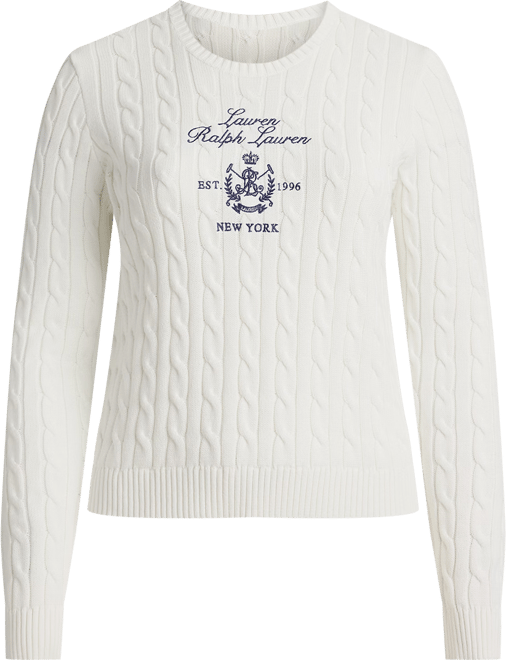 Plus Size Embroidered-Crest Long-Sleeve Sweater