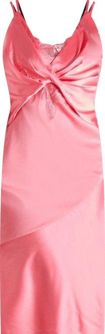 Women's Lace Insert Satin Fitted Dress