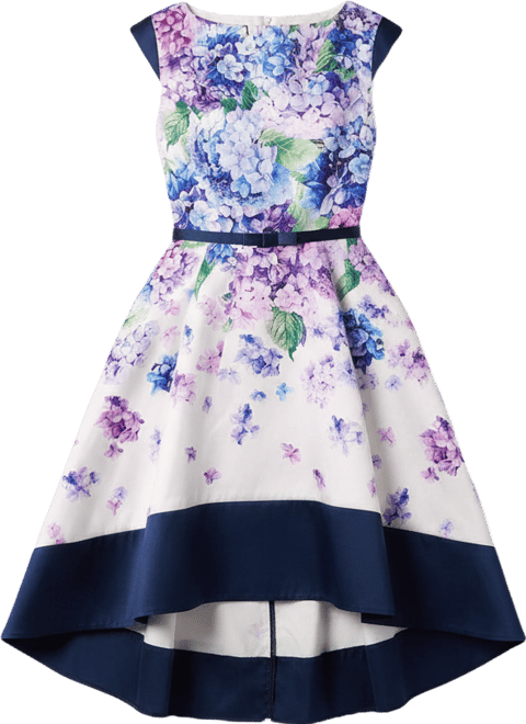 Women's Twill Hi-Lo Floral Midi Dress