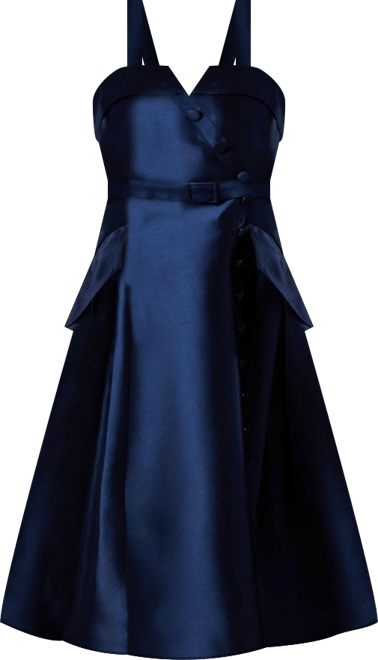 Women's Tan Twill Belted Volume Midi Dress