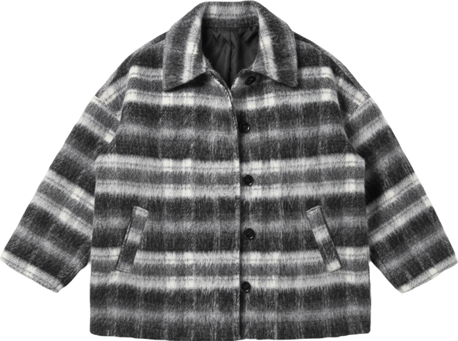 Women's Check Oversized Short Car Coat