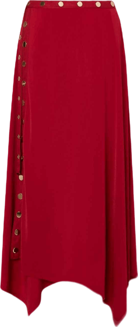 Women's Crepe Hanky Hem Eyelet Maxi Skirt