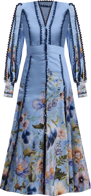 Women's Trailing Floral Woven Plunge Maxi Dress