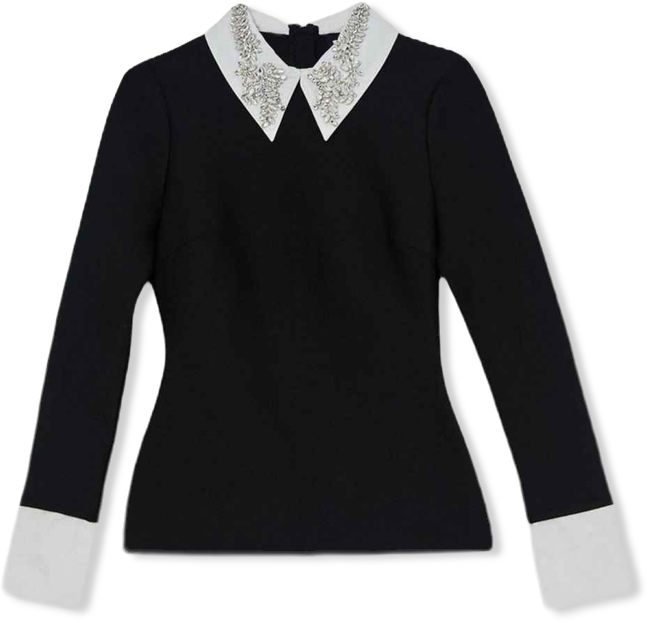 Women's Bandage Embellished Collar Knit Top